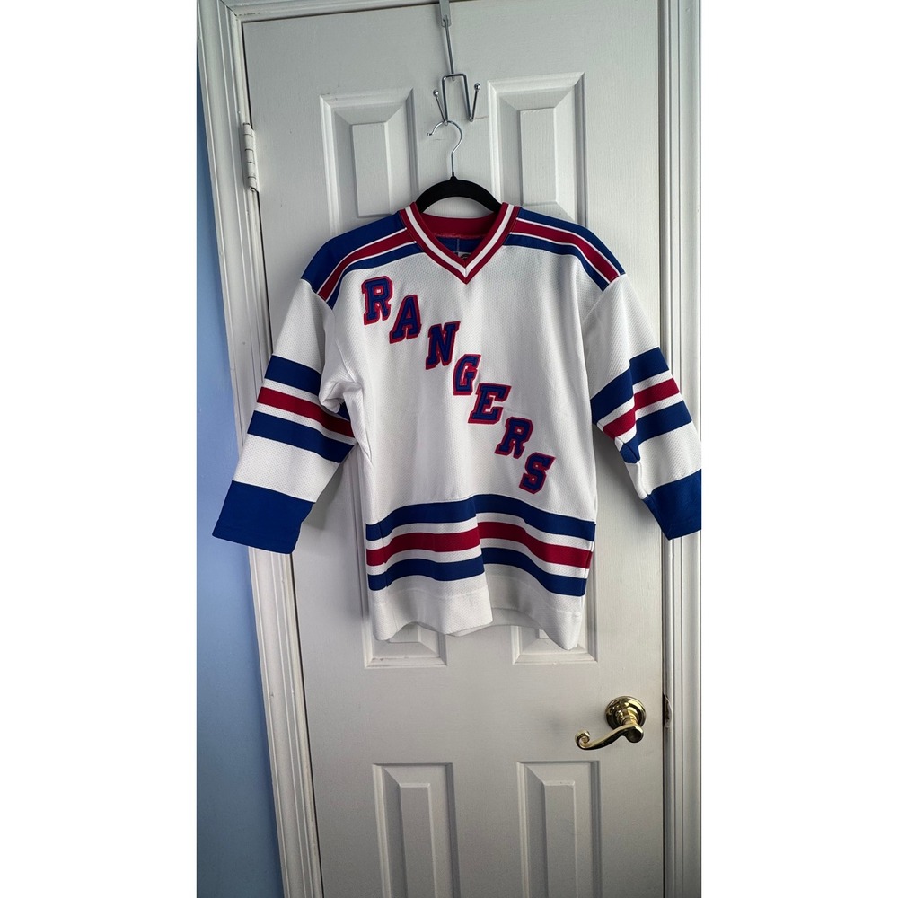 Vintage Starter New York Rangers NHL Jersey Kids S/M White Blue Red Hockey 90s